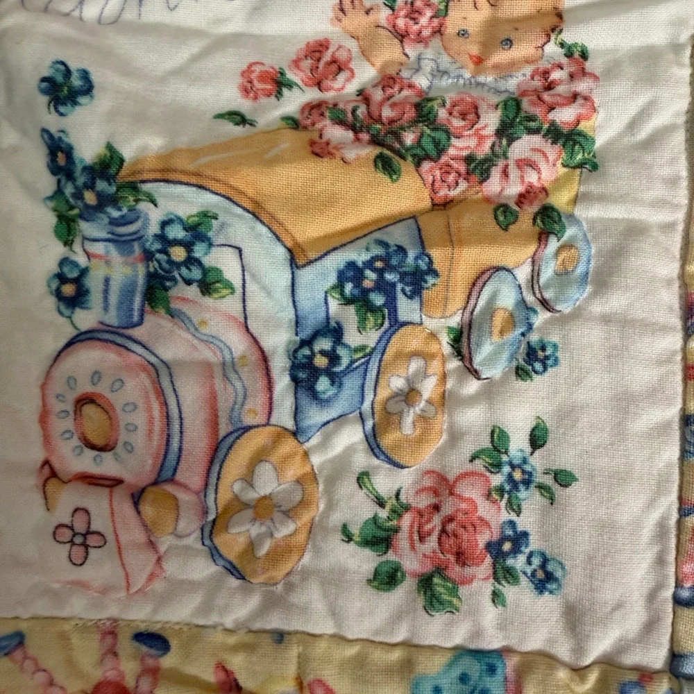 Pastel Yellow & Blue Baby Patchwork Quilt - Charming Nursery Bedding‎